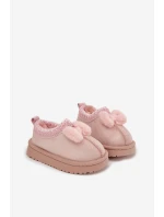 Dětské sněhule s výšivkou a mašličkou Daven – růžové Dětské sněhule s výšivkou a mašličkou Daven – růžové