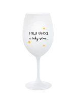 MILUJI VÁNOCE A TAKY VÍNO - bílá sklenice na víno 350 ml