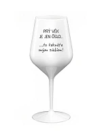 PRÝ VĚK JE JEN ČÍSLO - bílá nerozbitná sklenice na víno 470 ml