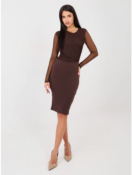 Dámská sukně model 21949097 tmavě hnědá - FPrice