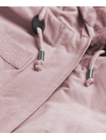 Dámská bunda parka v pudrově růžové barvě pro přechodné období (W806)