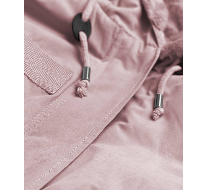 Dámská bunda parka v pudrově růžové barvě pro přechodné období (W806)