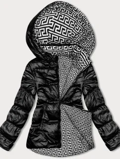 Oboustranná černá dámská bunda s asymetrickou spodní částí model 19035425 - J.STYLE