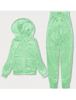 Světle zelená dámská velurová souprava s rozepínací mikinou model 20091622 - J.STYLE