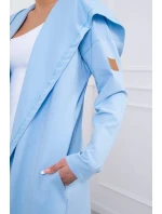 Dlouhý kabát s kapucí modrý