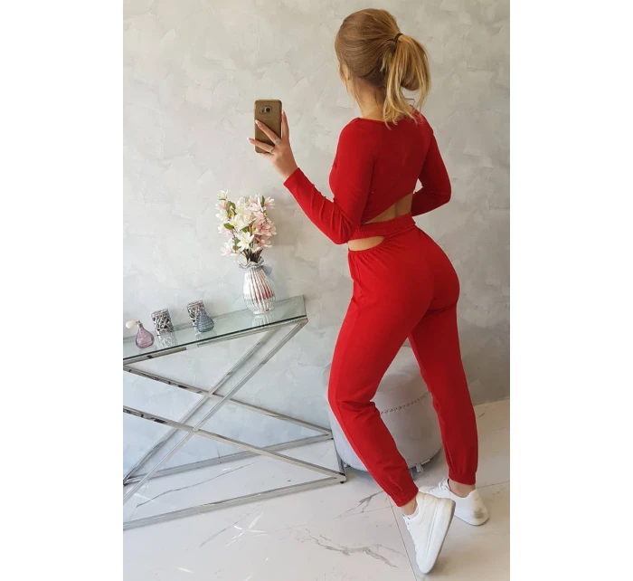 Sada s halenkou top červená