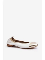 Zazoo 2890 Kožené baleríny bílo-zlaté