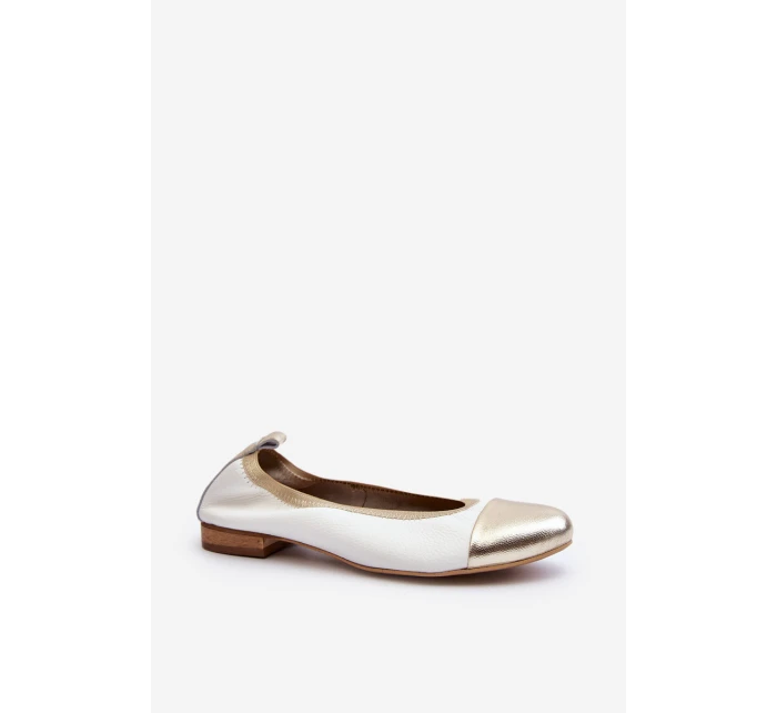 Zazoo 2890 Kožené baleríny bílo-zlaté