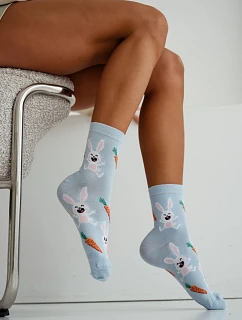 Dámské Ponožky Králíci a Mrkve Modré