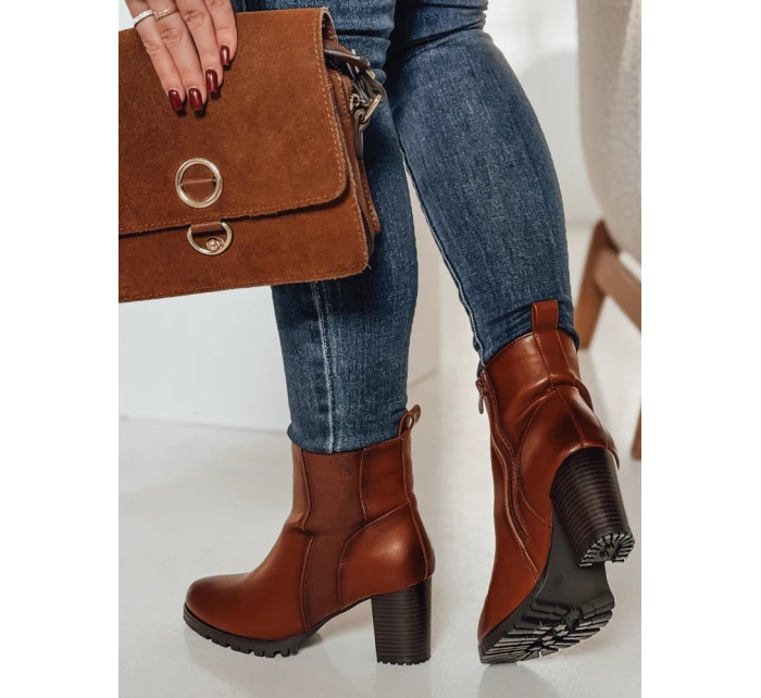 Dámské kozačky na podpatku velbloudí barvy Dstreet model 21981298 - FashionStreet