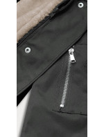 Khaki-hnědá dámská zimní bunda parka s odepínací podšívkou (B533-1107)