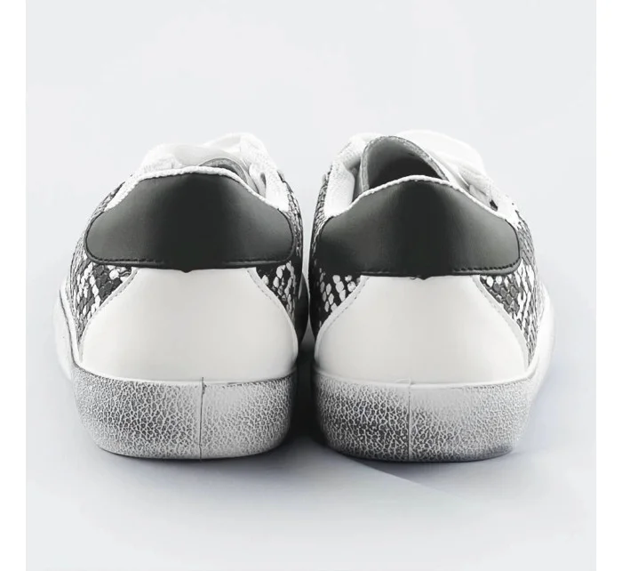 Bílo-černé dámské trampky se zvířecím motivem - had (6343) Bílo-černé dámské trampky se zvířecím motivem - had (6343)