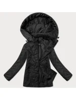 Černá dámská plus size bunda s odepínací kapucí model 20991188 - J.STYLE Černá dámská plus size bunda s odepínací kapucí model 20991188 - J.STYLE