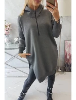 Zateplená mikina s bočními rozparky grafitová