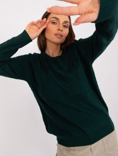 Tmavě zelený dámský klasický svetr s bavlnou