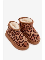 Dětské a juniorské zateplené sněhule s kožíškem Mireya – panterka/bronzové