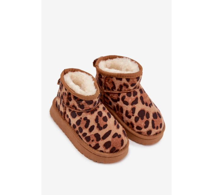 Dětské a juniorské zateplené sněhule s kožíškem Mireya – panterka/bronzové