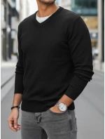 Pánský černý svetr s výstřihem FashionStreet WX2314 Pánský černý svetr s výstřihem FashionStreet WX2314