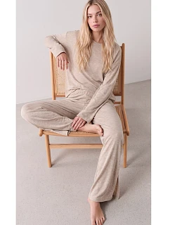 Pyžamo Luna 1312 dlouhé rukávy, velikosti S–2XL, béžové