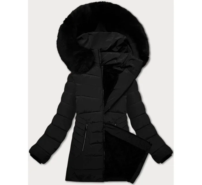 Černá dámská prošívaná zimní bunda s kapucí S'west (B8299-1)