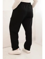 Dámské kalhoty Plus Size bavlněné s kapsami černé