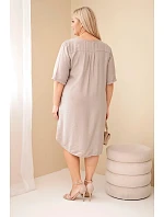 Dámské viskózové šaty Plus Size s krátkým rukávem a výstřihem do V fango