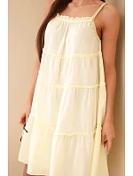 Dámské bavlněné šaty na ramínka s volánky žlutá