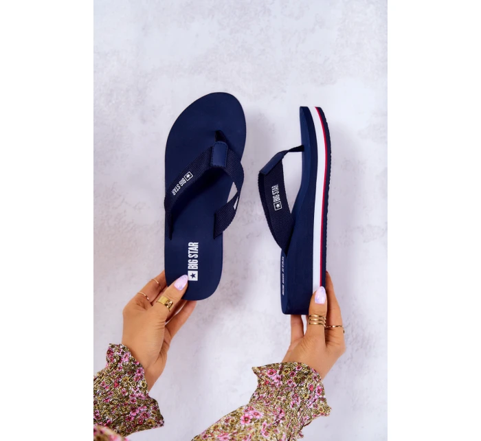 Dámské žabky na klínku Big Star model 21579653 Námořnická modrá - Big Star Shoes