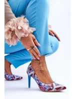 Módní kožené boty Lewski na vysokém podpatku model 21615964 Modrá červená - Boto