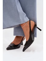 Dámské sandály na podpatku s ozdobným detailem Černé model 22027906 - Boto Dámské sandály na podpatku s ozdobným detailem Černé model 22027906 - Boto