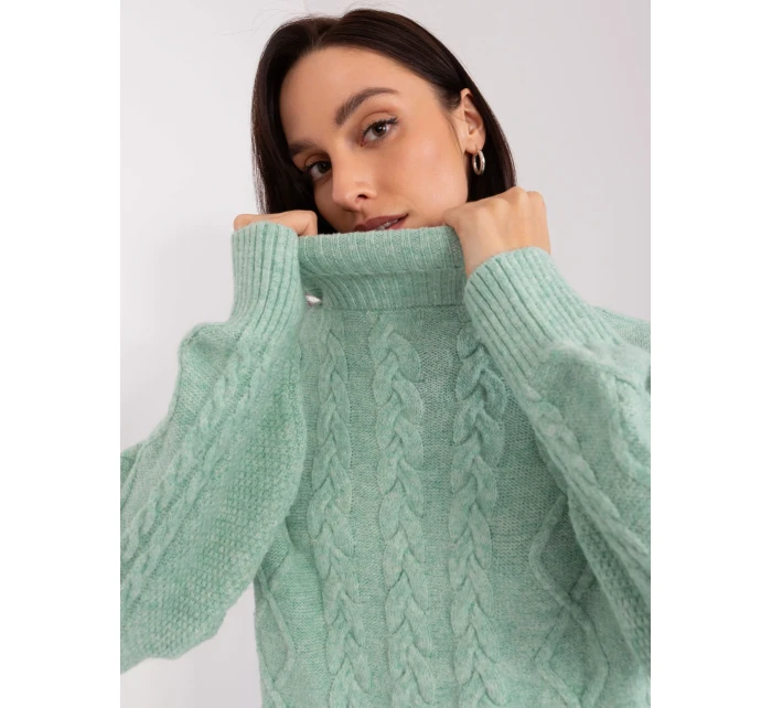 Sweter AT SW  mietowy model 19034342 - FPrice