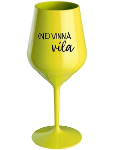 (NE)VINNÁ VÍLA - žlutá nerozbitná sklenice na víno 470 ml