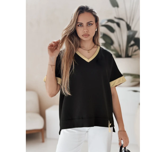 Dámská oversize halenka SHINE LOVE černá Dstreet model 21989307 - FashionStreet Dámská oversize halenka SHINE LOVE černá Dstreet model 21989307 - FashionStreet