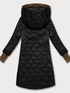 Černá dámská prošívaná bunda s ozdobnými vsadkami model 21308846 - HONEY WINTER