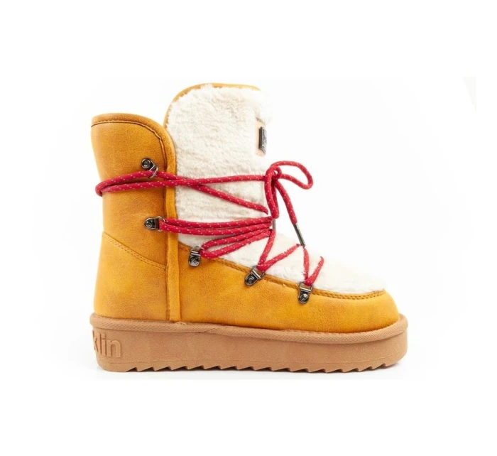 D.Franklin sněhule dámské zimní módní kožešina zateplené hořčice dámské