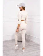 Pruhovaná souprava světle béžová