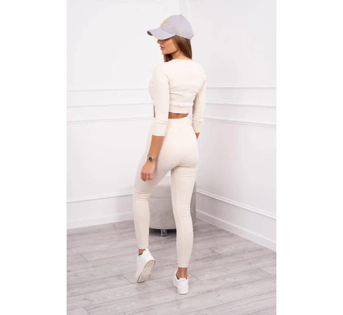 Pruhovaná souprava světle béžová