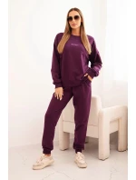 Dámská bavlněná souprava s potiskem Minimal švestková