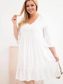 Dámské šaty Plus Size z viskózy s ažurovým zdobením bílá