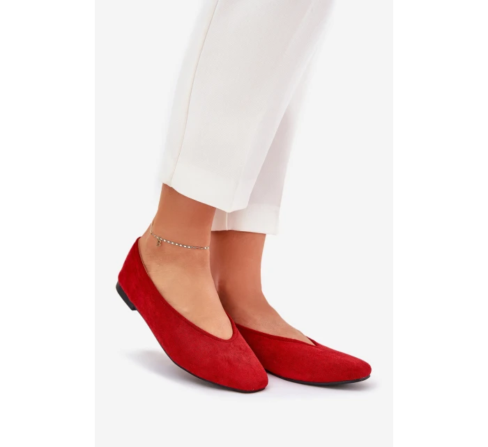 Klasické Baletky Z Eko Semiše Červené model 21687300 - Boto Klasické Baletky Z Eko Semiše Červené model 21687300 - Boto