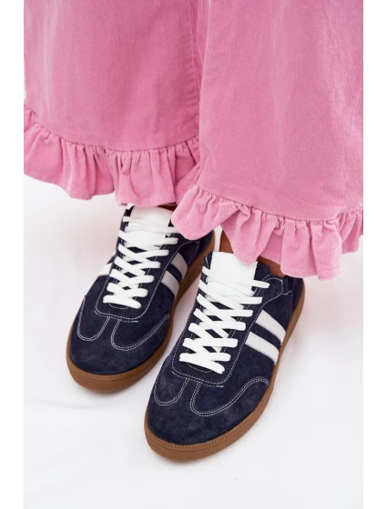 model 22026489 Semišové Nízké Dámské Tenisky Tmavě Modré - Zazoo