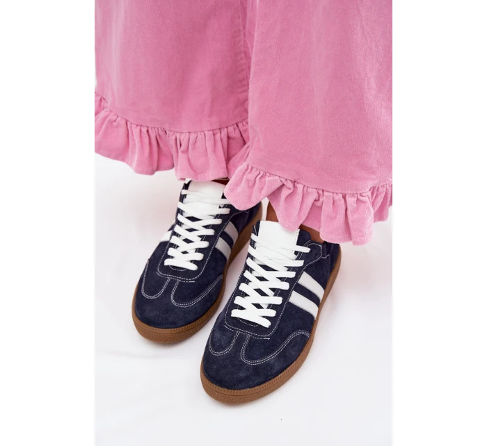 model 22026489 Semišové Nízké Dámské Tenisky Tmavě Modré - Zazoo