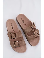 Dámské pantofle s korkovou podrážkou s přezkami s hadím vzorem Béžové Melia