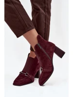 Dámské semišové botky na podpatku Artiker – bordó
