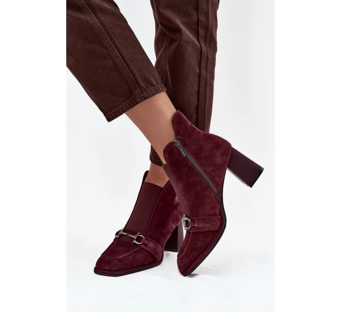 Dámské semišové botky na podpatku Artiker – bordó