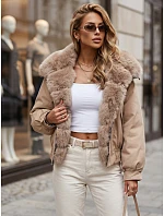 Krótka kurtka damska z beżowa model 22341035 - FashionStreet Krótka kurtka damska z beżowa model 22341035 - FashionStreet