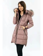 PIKOWANA DAMSKA KURTKA ZIMOWA Z KAPTUREM RÓŻ model 21242060 - Libland