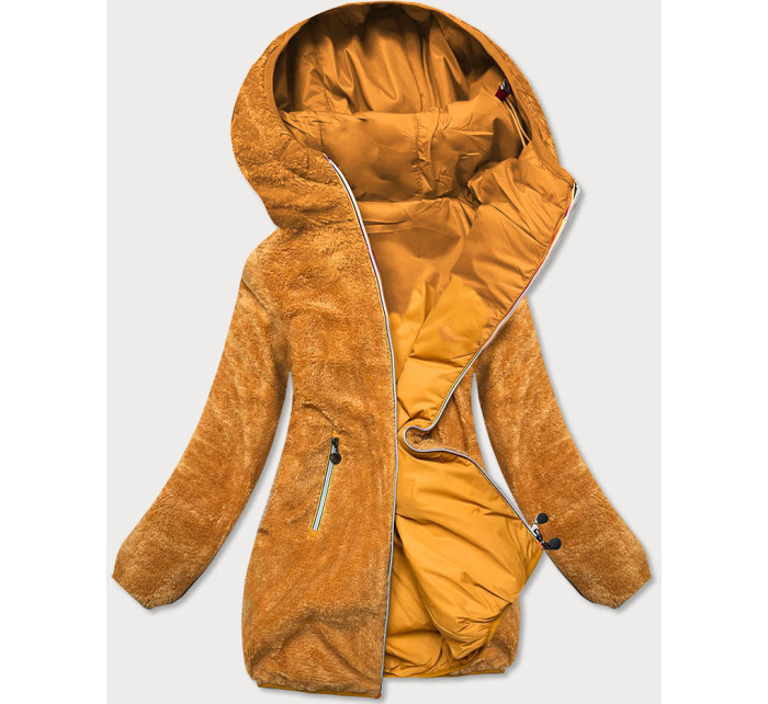 Oboustranná dámská bunda v hořčicové barvě (H1038-37)