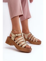 Dámské kožené sandály Zazoo 40410 béžové