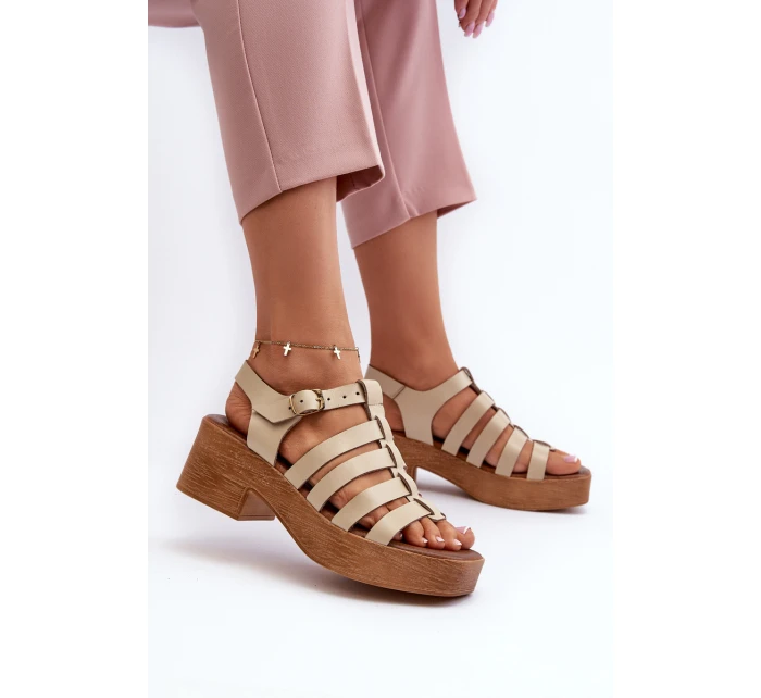 Dámské kožené sandály Zazoo 40410 béžové
